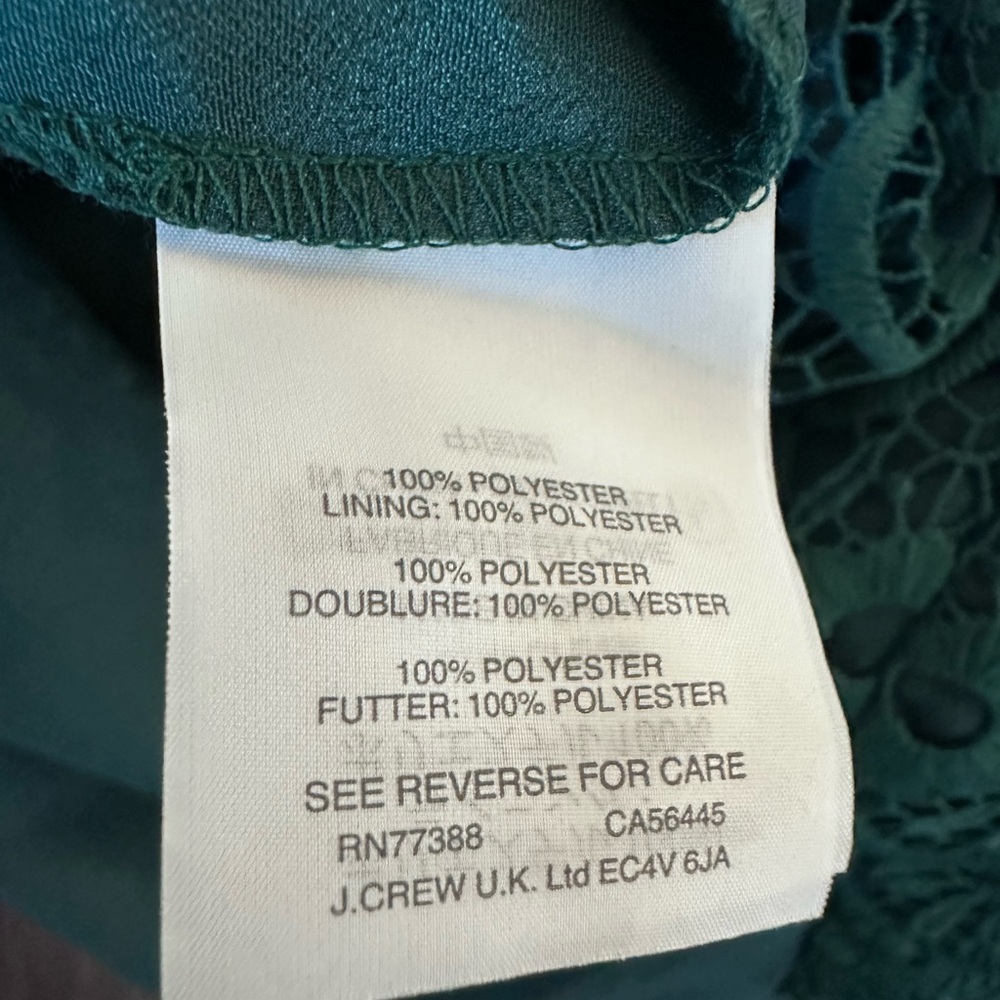 J. Crew Dress Bell Sleeve Daisy Eyelet Lace Crochet Holiday Emerald Green 12 - Picture 9 of 12